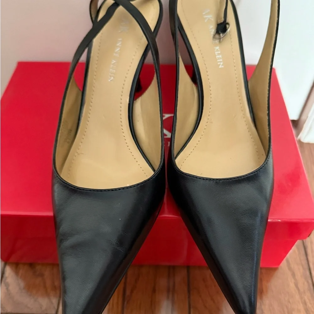 Anne Klein Akmakaya Black Slingback Pointed-Toe Heels - Picture 3 of 6